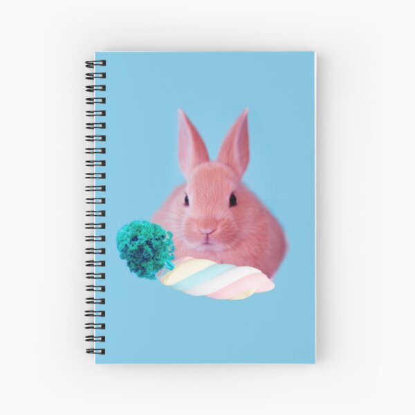 Pink Rabbit with carrot marshmellow by Alice Monber Spiral Notebook