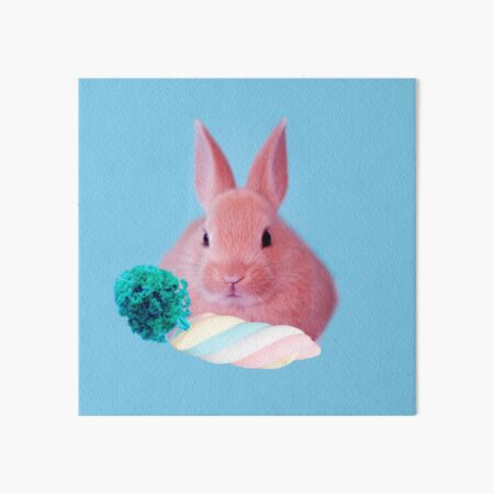 Pink Rabbit with carrot marshmellow by Alice Monber Art Board Print