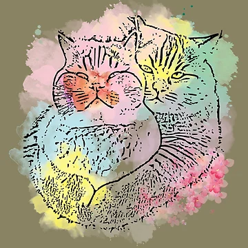Artwork thumbnail, Hugging Cats by RokaaShop