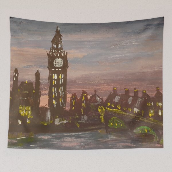 Item preview, Evening at Big Ben acrylic painting designed and sold by WorldOfWendyArt.