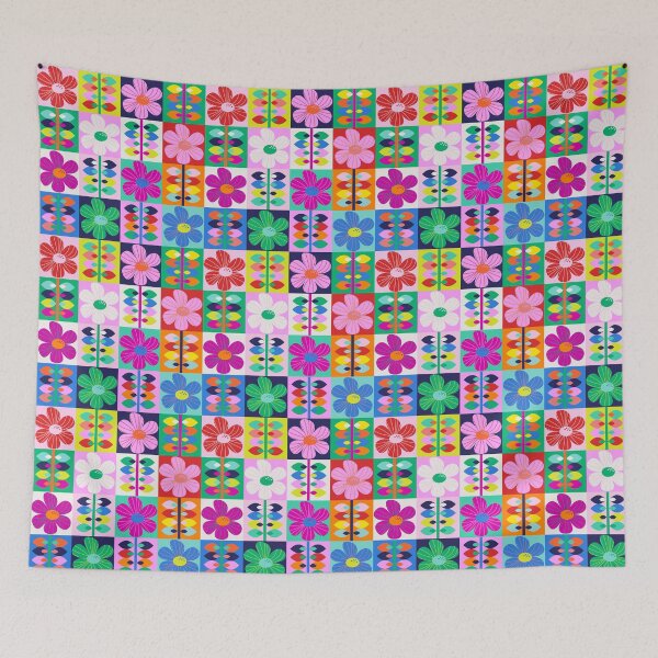 Item preview, Gorgeous retro scandi flowers in all the colours  designed and sold by BlackDogArtists.