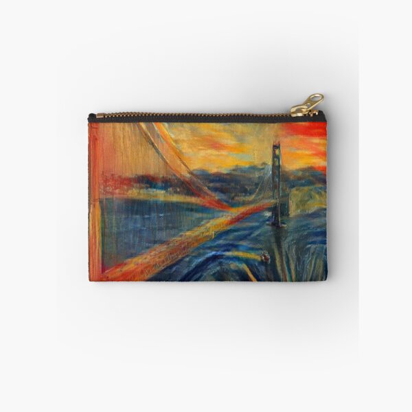 Artikelvorschau, Die Golden Gate Bridge AI generierte die Scream Colors AI Art Künstliche Intelligenz AI Munch entworfen und verkauft von OurFunnyDesigns.