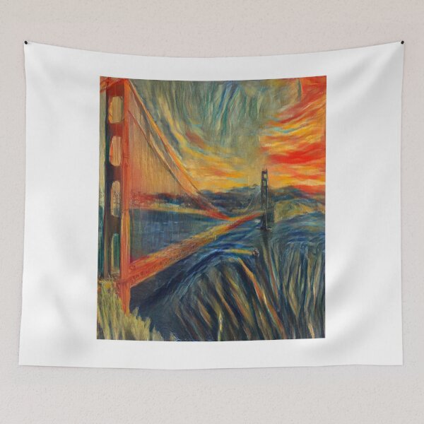 Item preview, The Golden Gate Bridge AI Generated The Scream Colors AI Art Artificial Intelligence AI Munch designed and sold by OurFunnyDesigns.
