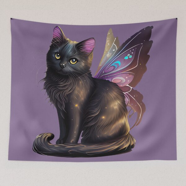 Item preview, Sitting black winged cat designed and sold by Astralia.