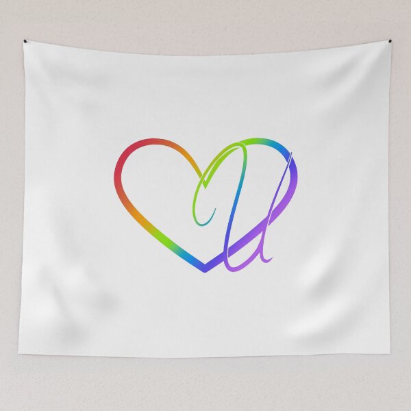Artikelvorschau, Monogram U in Heart (Rainbow Outline) entworfen und verkauft von LancelotDesigns.