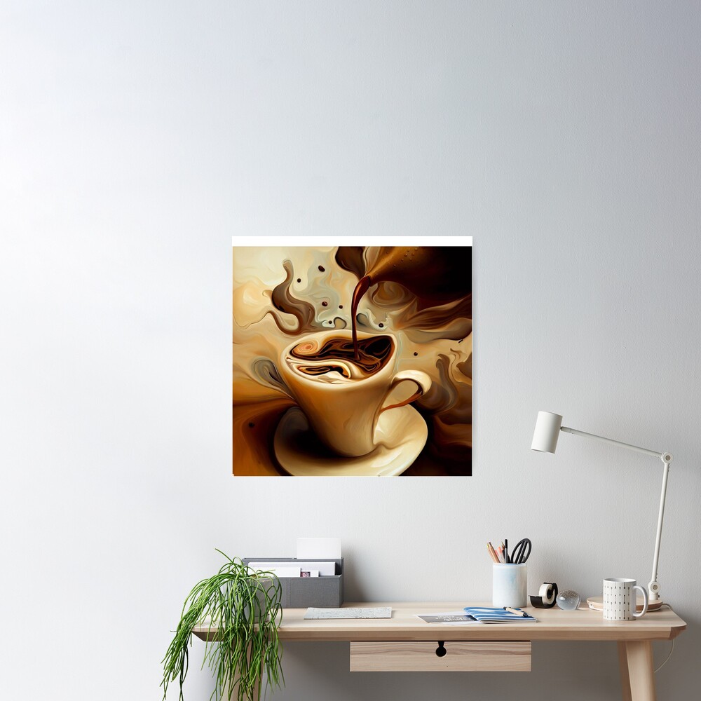 Pretty Blue Coffee Cups Poster