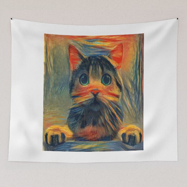Item preview, Cat Kitten AI Generated The Scream Colors AI Art Artificial Intelligence AI Munch designed and sold by OurFunnyDesigns.