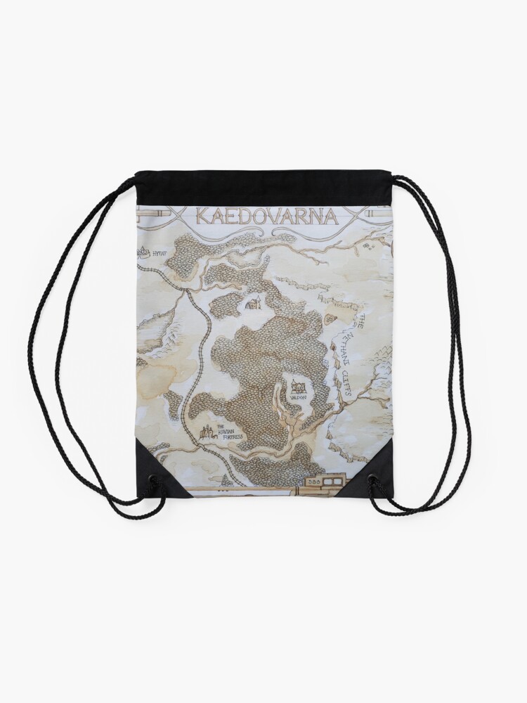Thumbnail 2 of 3, Drawstring Bag, Steampunk Map of Kaedovarna from "The GhostMaker" designed and sold by ScharaReeves.