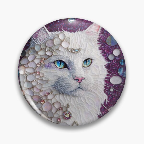 Item preview, White Cat, Iridescent Glittery Gems designed and sold by GemstoneandLeaf.