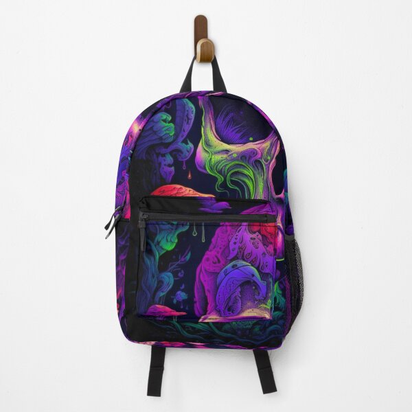 Item preview, blacklight poster skull mushrooms psychedelic designed and sold by Bohabaz.