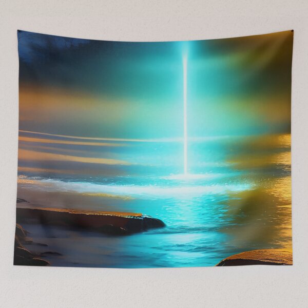 Item preview, Aqua Light Moon Bean over the Ocean at Sunset designed and sold by deniselynnimage.