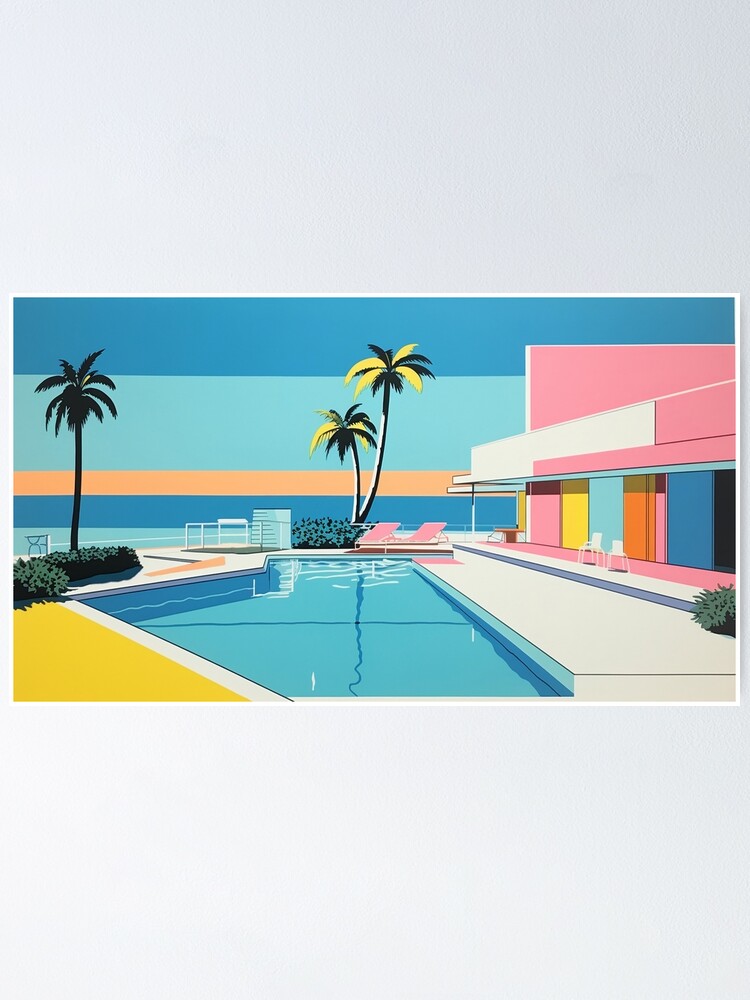 Minimalist Modern Art - Series MA1 - Tropical Pool Palm Trees