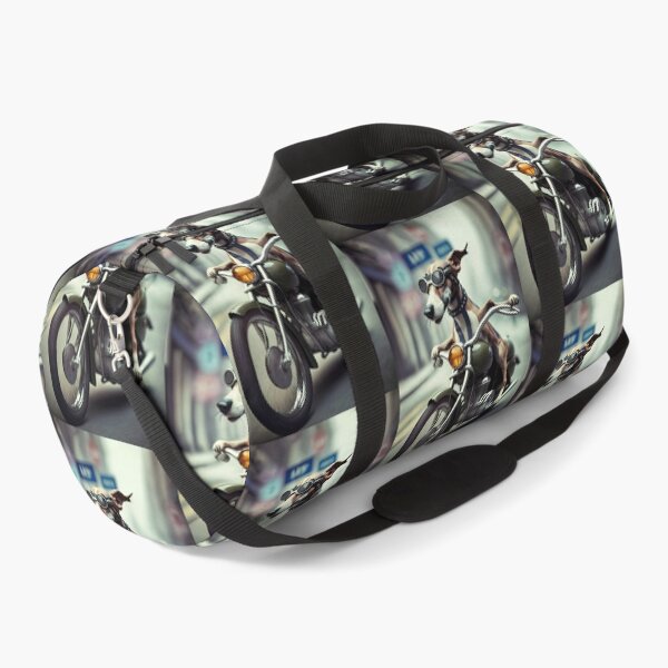 Item preview, A Retired Greyhound Dog riding a motorcycle in the city pet portrait designed and sold by TheTrendsDesk.