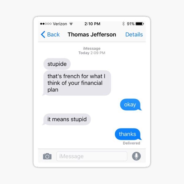 Alexander Hamiton Thomas Jefferson Text Sticker