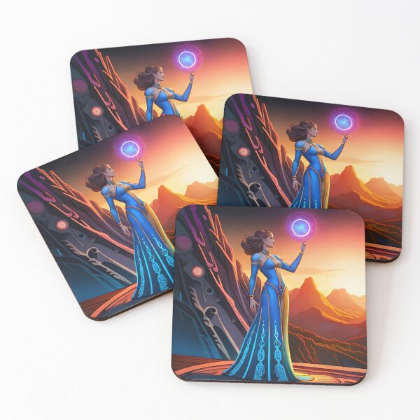 Item preview, Goddess in blue, holding an orb, Desert background  designed and sold by SriGem.