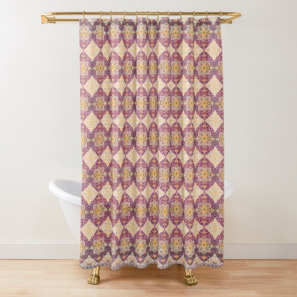 Boho Oriental Traditional Floral Moroccan Style Shower Curtain