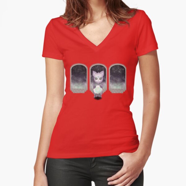 Mystic Miku | Crystal Ball & Zodiac | Wine Red Fitted V-Neck T-Shirt