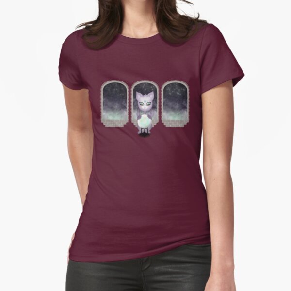 Mystic Miku | Crystal Ball & Zodiac | Wine Red Fitted T-Shirt