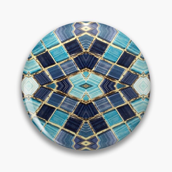 Artikelvorschau, Blue Tile and Gold Grout Kaleidoscope Pattern 1 entworfen und verkauft von Swabcraft.