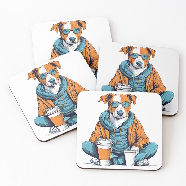 Item preview, Caffeine Canine: A Playful Pop Art Dog Enjoying a Cappuccino in Style designed and sold by Designs-By-Geli.