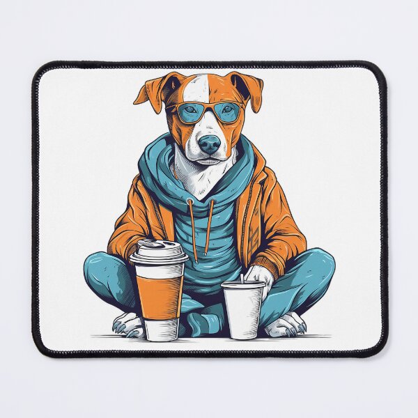 Item preview, Caffeine Canine: A Playful Pop Art Dog Enjoying a Cappuccino in Style designed and sold by Designs-By-Geli.