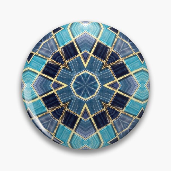 Artikelvorschau, Blue Tile and Gold Grout Kaleidoscope Pattern 4 entworfen und verkauft von Swabcraft.