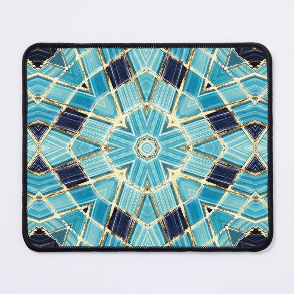 Item preview, Blue Tile and Gold Grout Kaleidoscope Pattern 6 designed and sold by Swabcraft.