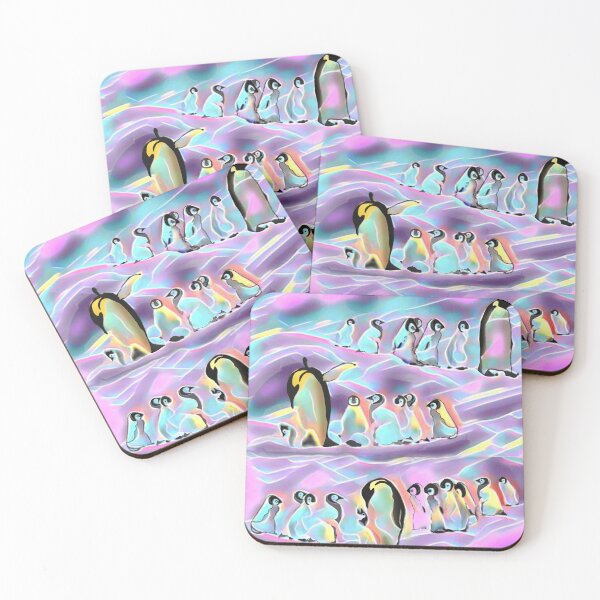 Item preview, penguins, emperor penguins, watercolor, penguins ice, merry christmas, pink, blue designed and sold by Maria Mihailova.