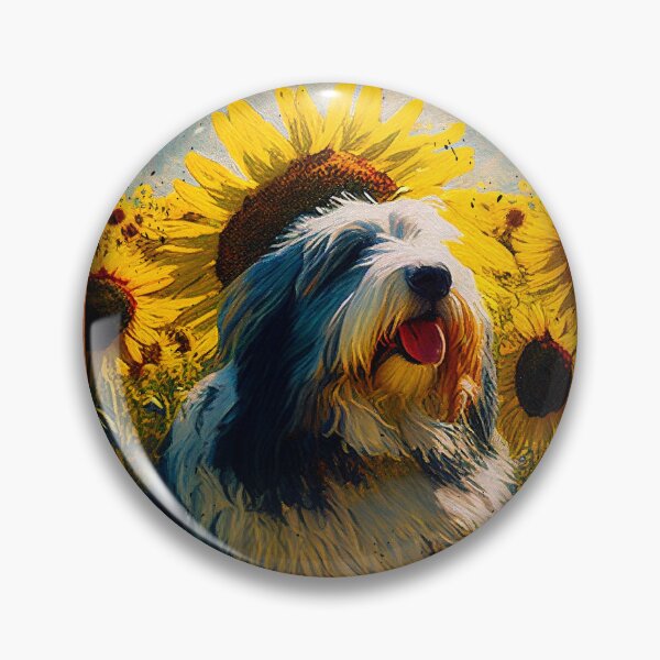 Item preview, Polish Lowland Sheepdog Sunflower Painting Adorable Dog designed and sold by rafaeltto.