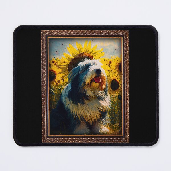 Item preview, Polish Lowland Sheepdog Sunflower Painting Adorable Dog designed and sold by rafaeltto.