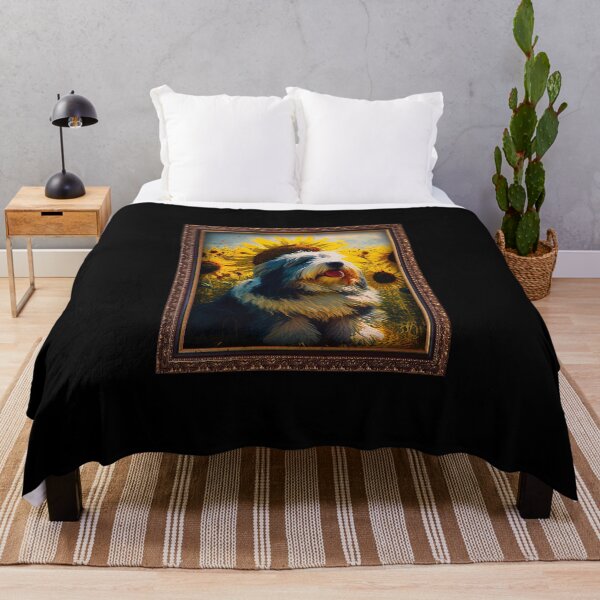 Item preview, Polish Lowland Sheepdog Sunflower Painting Adorable Dog designed and sold by rafaeltto.