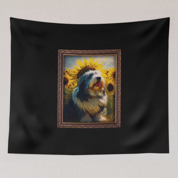 Item preview, Polish Lowland Sheepdog Sunflower Painting Adorable Dog designed and sold by rafaeltto.