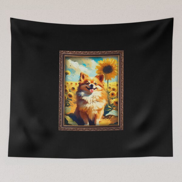 Item preview, Pomchi Sunflower Painting Adorable Dog designed and sold by rafaeltto.