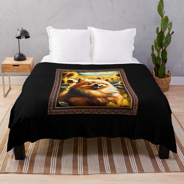 Artikelvorschau, Pomeranian Sunflower Painting Adorable Dog entworfen und verkauft von rafaeltto.