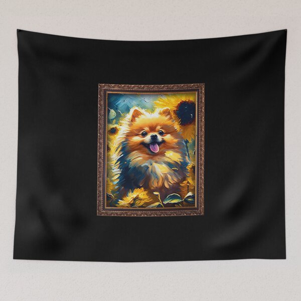 Artikelvorschau, Pomeranian Sunflower Painting Adorable Dog entworfen und verkauft von rafaeltto.