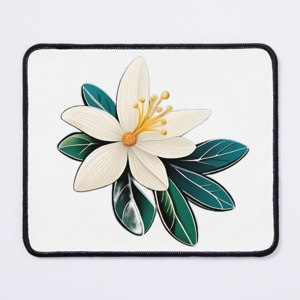 Item preview, A white flower with green leaves designed and sold by Hillol Bora.