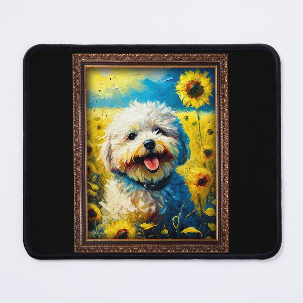 Item preview, Poochon Sunflower Painting Adorable Dog designed and sold by rafaeltto.