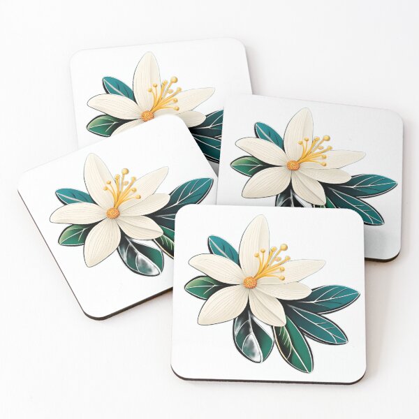 Item preview, A white flower with green leaves  designed and sold by Hillol Bora.