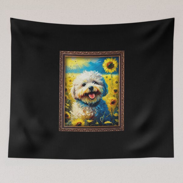 Item preview, Poochon Sunflower Painting Adorable Dog designed and sold by rafaeltto.