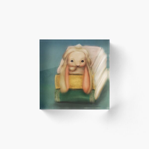 Baby Bunny on books Acrylic Block