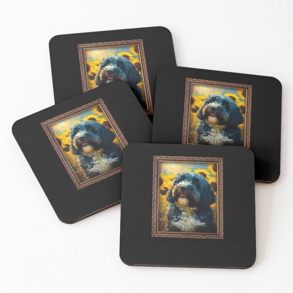 Artikelvorschau, Portuguese Water Sunflower Painting Adorable Dog entworfen und verkauft von rafaeltto.