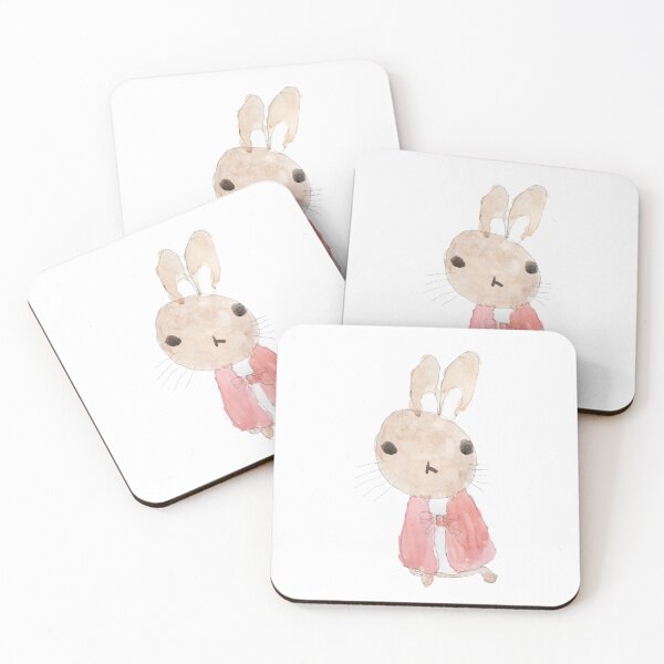 Item preview, cute rabbit in red jacket hand painted  designed and sold by ColorandColor.