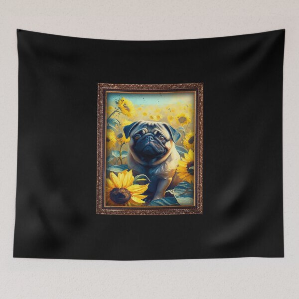 Item preview, Pug Sunflower Painting Adorable Dog designed and sold by rafaeltto.