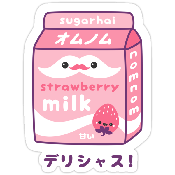 cute strawberry milk stickers by sugarhai redbubble