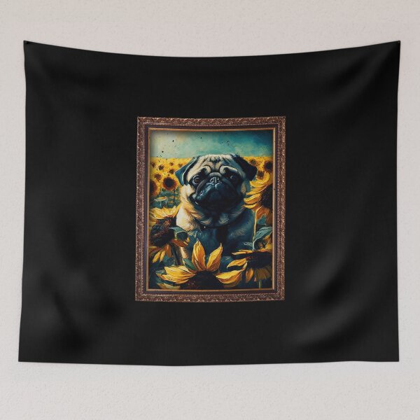 Item preview, Pug Sunflower Painting Adorable Dog designed and sold by rafaeltto.