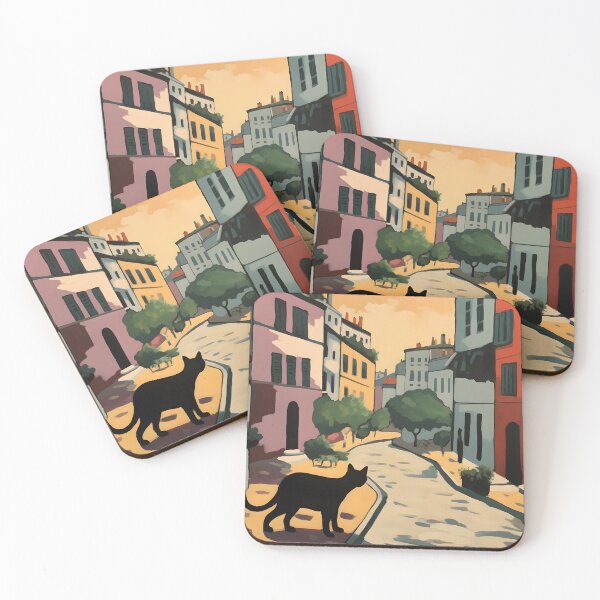 Item preview, Black cat cautiously eyeing the street before crossing designed and sold by SingularityGeek.