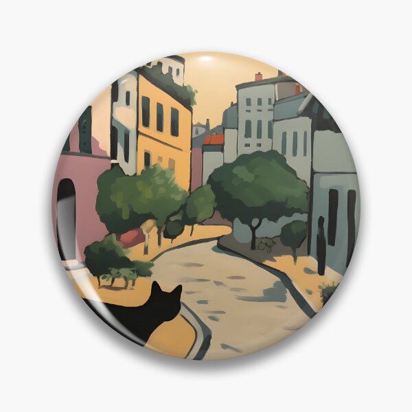 Item preview, Black cat cautiously eyeing the street before crossing designed and sold by SingularityGeek.
