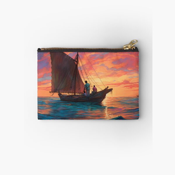 Item preview, Caribbean fishermen gazing far, a strange ship on the horizon, sunset's memoir designed and sold by SingularityGeek.