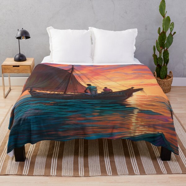 Item preview, Caribbean fishermen gazing far, a strange ship on the horizon, sunset's memoir designed and sold by SingularityGeek.