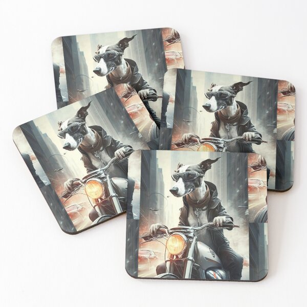 Item preview, Pet Portrait of a Cool Retired Greyhound Dog Riding a Motorcycle designed and sold by TheTrendsDesk.